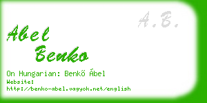 abel benko business card